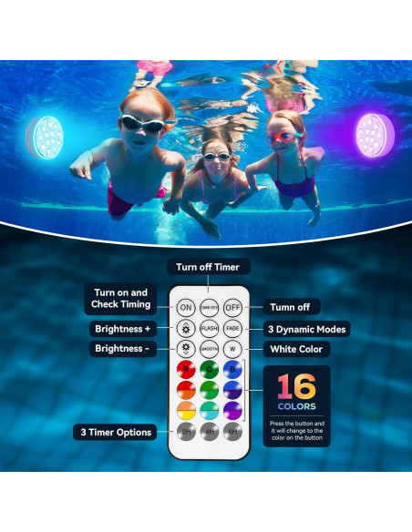 Luces LED Recargables para Piscina VICHTOP - Paquete de 2 IP68