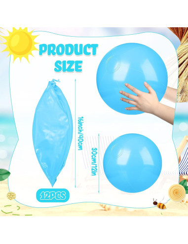 Raiten 12 Pelotas de Playa Inflables 30.48 cm Azul Claro