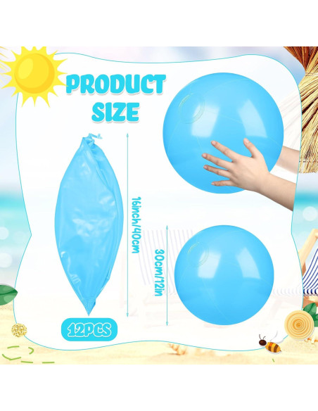 Raiten 12 Pelotas de Playa Inflables 30.48 cm Azul Claro
