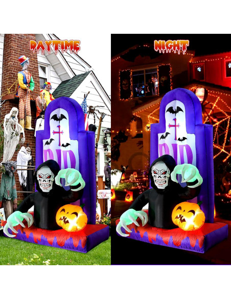 Decoración Inflable Halloween Packbabol 4.8ft Calavera y Calabaza Decoración Inflable Halloween Packbabol 4.8ft Calavera y Calabaza