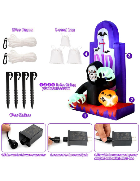 Decoración Inflable Halloween Packbabol 4.8ft Calavera y Calabaza Decoración Inflable Halloween Packbabol 4.8ft Calavera y Calabaza