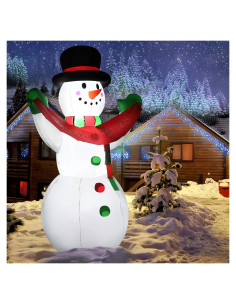 Muñeco de Nieve Inflable Tangkula 182 cm con Luces LED