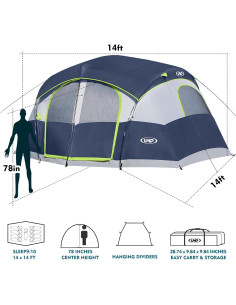 Tienda de Camping UNP para 8 Personas, Impermeable, 4.27m x 4.27m 2