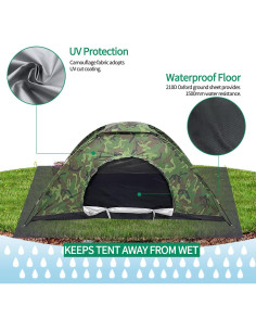 Tienda de Camping Sutekus Individual Camuflaje 1 Persona 210D 2