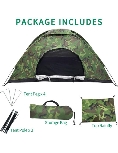 Tienda de Camping Sutekus Individual Camuflaje 1 Persona 210D