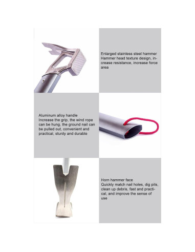 Martillo de Garra Segutage para Camping 280g Acero Inoxidable