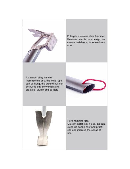 Martillo de Garra Segutage para Camping 280g Acero Inoxidable