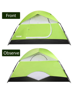 Carpa de Camping TEKOMI 5 Personas Impermeable Verde 2.4x2.1m 2