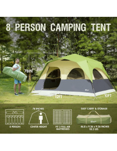 Tienda Instantánea PORTAL para 8 Personas Impermeable Verde 2