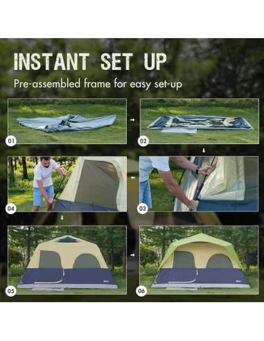 Tienda Instantánea PORTAL para 8 Personas Impermeable Verde
