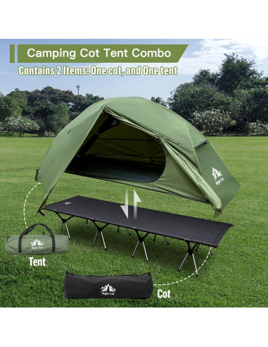 Cama Cot Impermeable Night Cat para Camping 1 Persona Verde