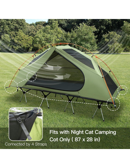 Cama Cot Impermeable Night Cat para Camping 1 Persona Verde