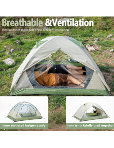 Carpa de Camping BISINNA Run 2 para 2 Personas Impermeable 2