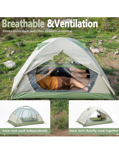 Carpa de Camping BISINNA Run 2 para 2 Personas Impermeable