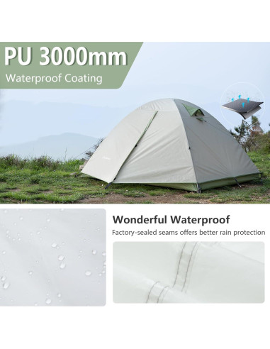 Carpa de Camping BISINNA Run 2 para 2 Personas Impermeable