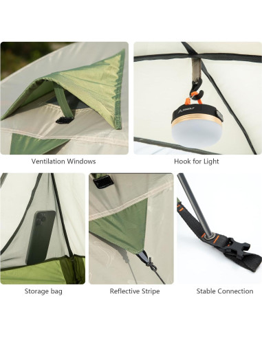 Carpa de Camping BISINNA Run 2 para 2 Personas Impermeable