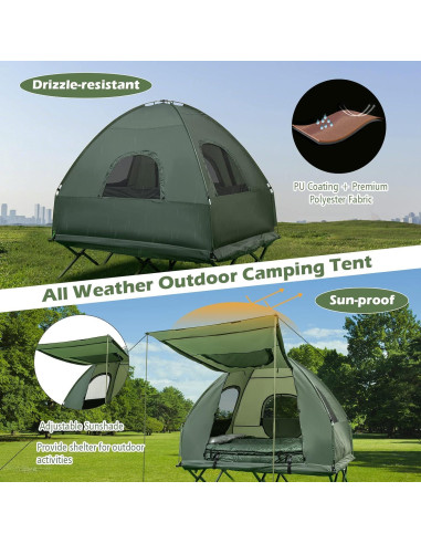 Cama Tienda de Camping BANGTANE 2 Personas con Colchón y Sacos