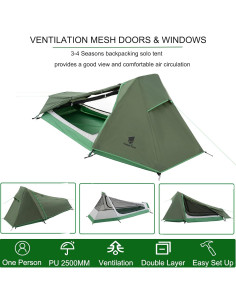 Tienda Bivy GEERTOP para 1 Persona Impermeable 4 Temporadas 2