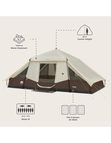 Carpa Instantánea CORE Pirámide Iluminada para 10 Personas Carpa Instantánea CORE Pirámide Iluminada para 10 Personas