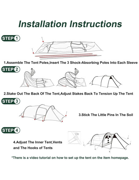 Carpa Ayamaya Túnel 4 Personas Impermeable con Vestíbulo