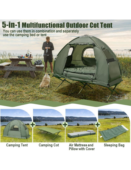 Cama de Camping Plegable Goplus 5-en-1 con Tienda y Colchón