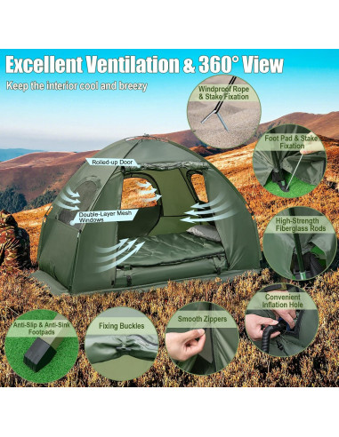 Cama de Camping Plegable Goplus 5-en-1 con Tienda y Colchón