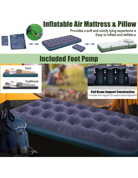 Cama de Camping Plegable Goplus 5-en-1 con Tienda y Colchón