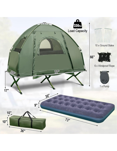 Cama de Camping Plegable Goplus 5-en-1 con Tienda y Colchón