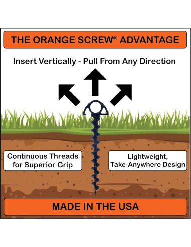 Anclajes de Tierra Orange Screw - Estacas de Tornillo 4 Piezas