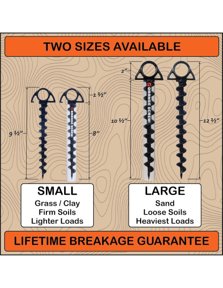 Anclajes de Tierra Orange Screw - Estacas de Tornillo 4 Piezas