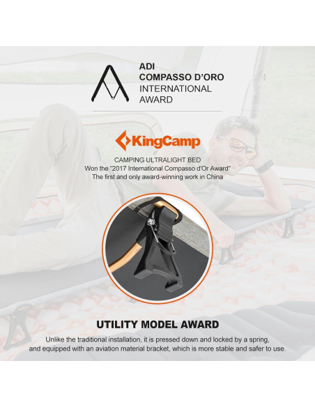 Cama Plegable KingCamp para Camping 190.5x63.5cm Soporta 120kg