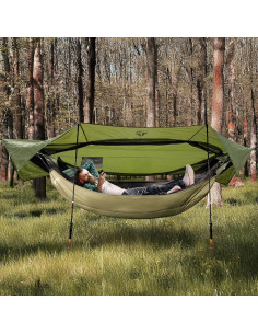 Hamaca de Camping Night Cat DC-06 4 en 1 Impermeable Verde 2