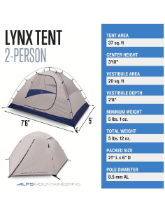 Tienda de Camping ALPS Mountaineering Lynx 2 Personas Gris/Navy 2