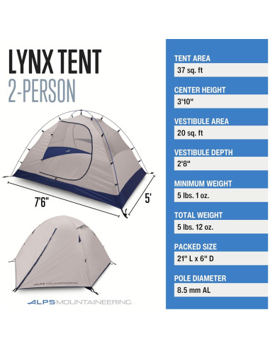 Tienda de Camping ALPS Mountaineering Lynx 2 Personas Gris/Navy