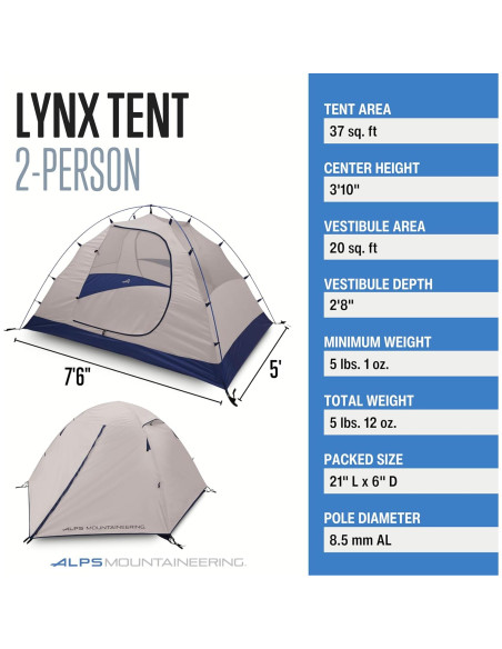 Tienda de Camping ALPS Mountaineering Lynx 2 Personas Gris/Navy