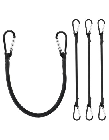 Cuerdas Bungee Negras Teaaha 30 cm con Ganchos de Carabiner