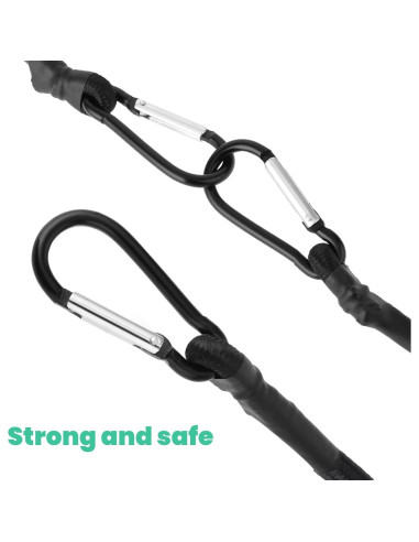 Cuerdas Bungee Negras Teaaha 30 cm con Ganchos de Carabiner