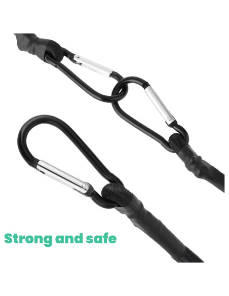 Cuerdas Bungee Negras Teaaha 30 cm con Ganchos de Carabiner