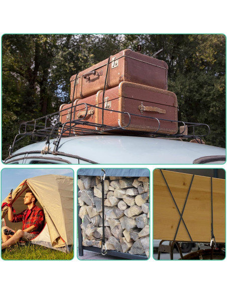 Cuerdas Bungee Negras Teaaha 30 cm con Ganchos de Carabiner