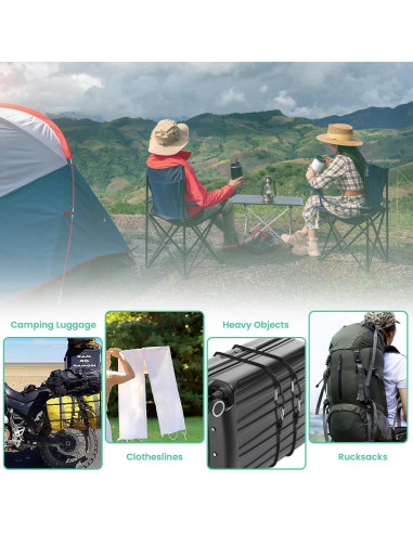 Cuerdas Bungee Negras Teaaha 30 cm con Ganchos de Carabiner