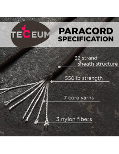 Cuerda Paracord Tipo III 550 TECEUM Chocolate 15.2m 4mm 2
