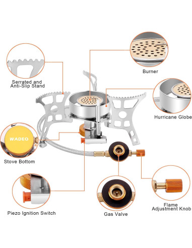 Estufa de Camping WADEO 3900W Portátil a Prueba de Viento