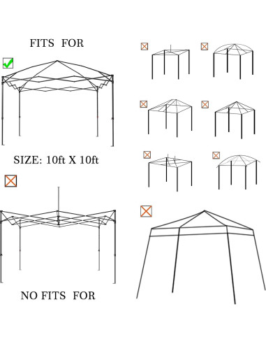 Cubierta de repuesto para toldo Senmortar 3m x 3m Negra