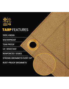 Lona Resistente PROTARP 7x9 pies a Prueba de Agua UV Marrón 2