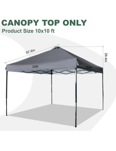 Cubierta de Toldo 10x10 JANCANOPY Gris Resistente al Agua 2