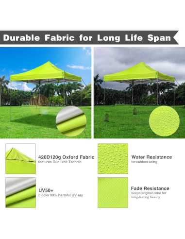 Cubierta Superior para Carpa 9.6x9.6ft Instahibit UV50+ Verde