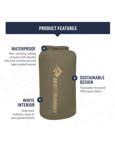 Bolsa Secadora Ligera Sea to Summit 8L Verde Oliva Impermeable