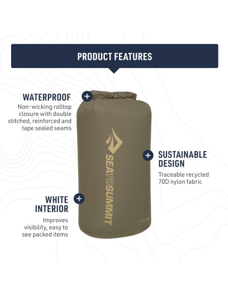 Bolsa Secadora Ligera Sea to Summit 8L Verde Oliva Impermeable