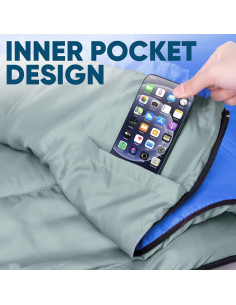 Saco de Dormir PTEROMY Azul para Adultos 220x80 cm Resistente al Agua 2