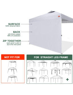 Pared Lateral Carpa JANCANOPY 3 Piezas + Puerta Gris Claro 2